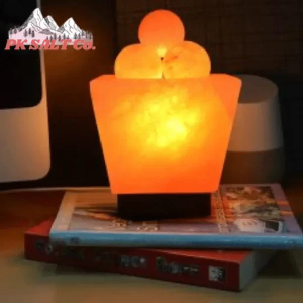 Pink Himalayan Salt Bowl Lamp - Square Shape with Salt Chunks